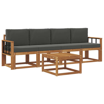 Set di divani da esterno con cuscino 5 pcs Naturale e Antracite