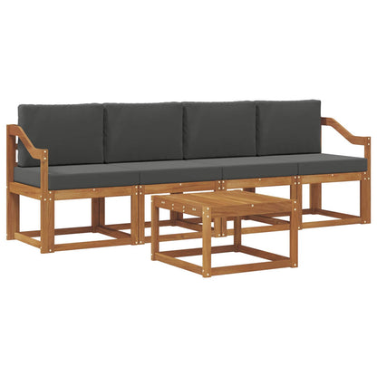 Set di divani da esterno con cuscino 5 pcs Naturale e Antracite