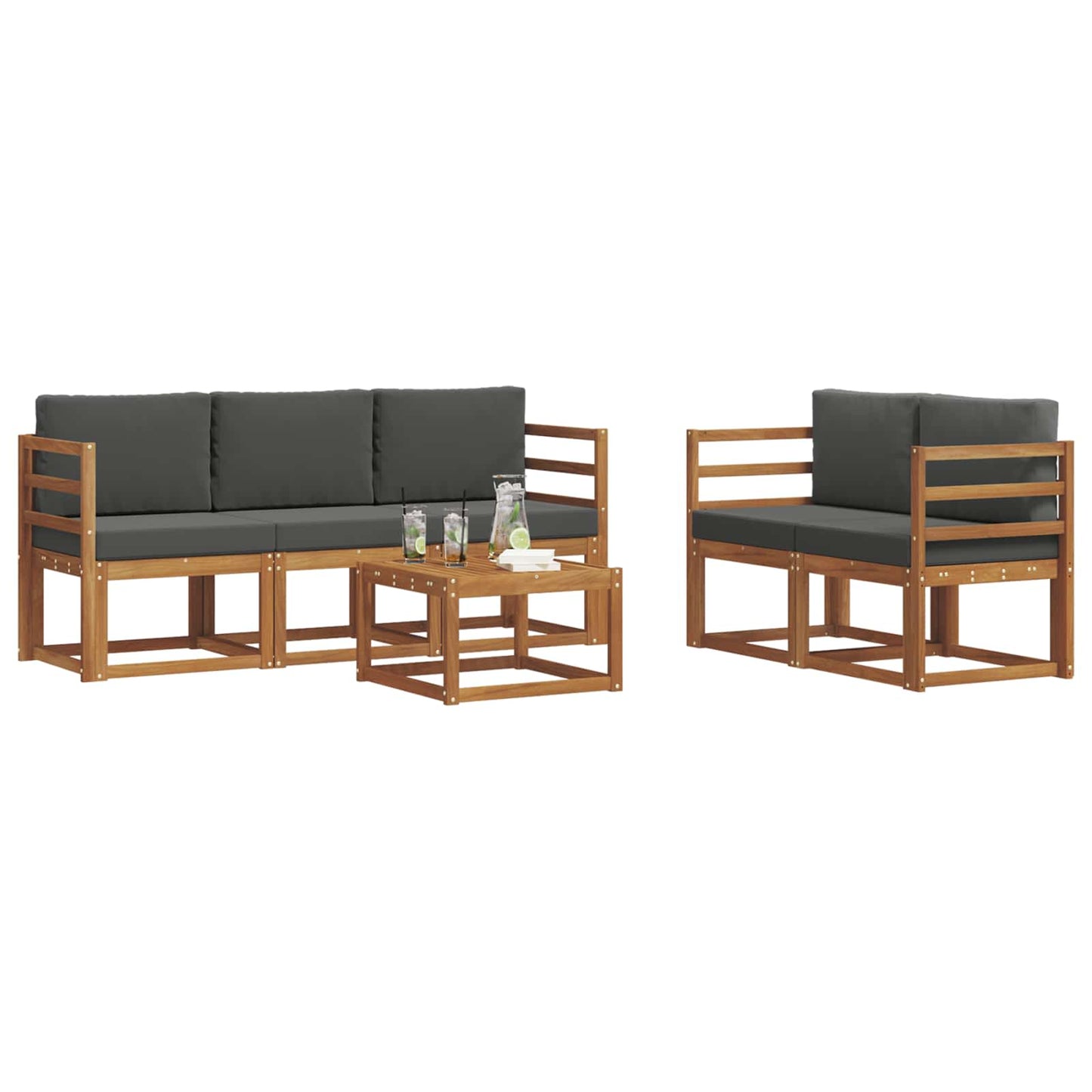 Set di divani da esterno con cuscino Naturale e Antracite