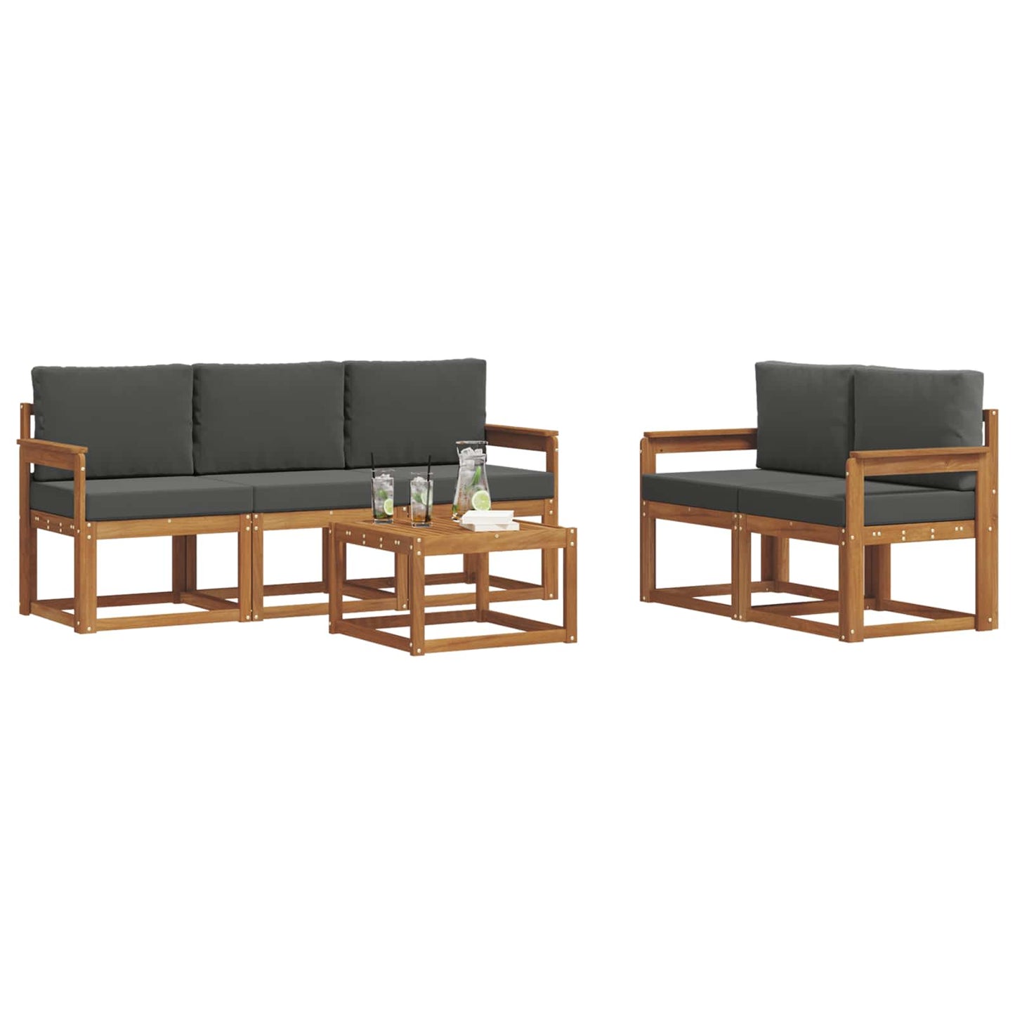 Set di divani da esterno con cuscino Naturale e Antracite