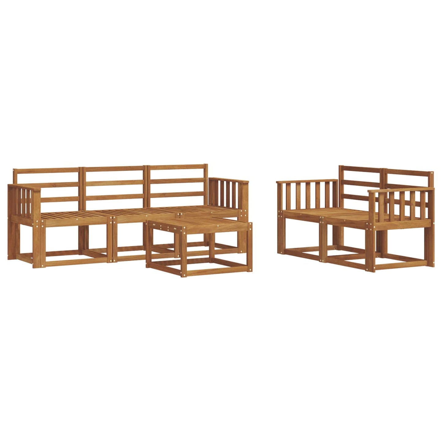 Set di divani da esterno Naturale Legno di Acacia Massello