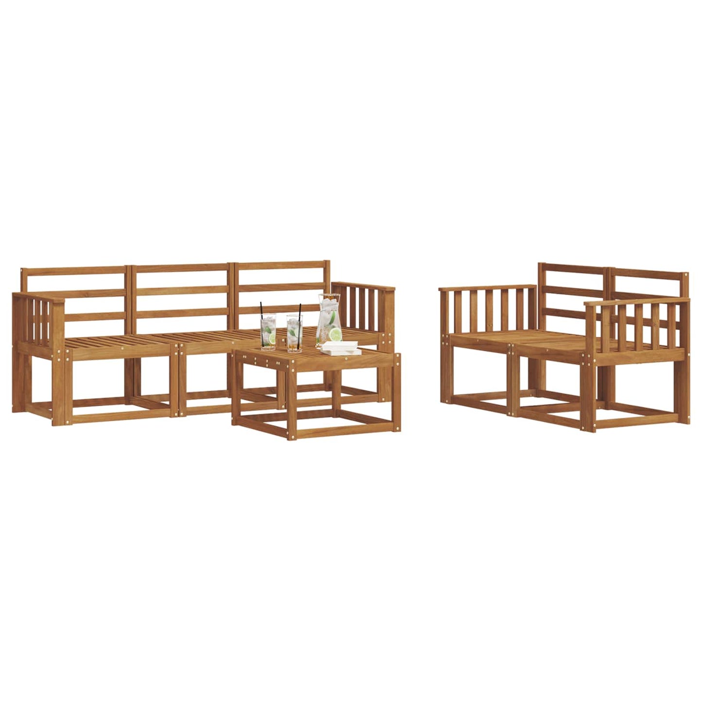 Set di divani da esterno Naturale Legno di Acacia Massello