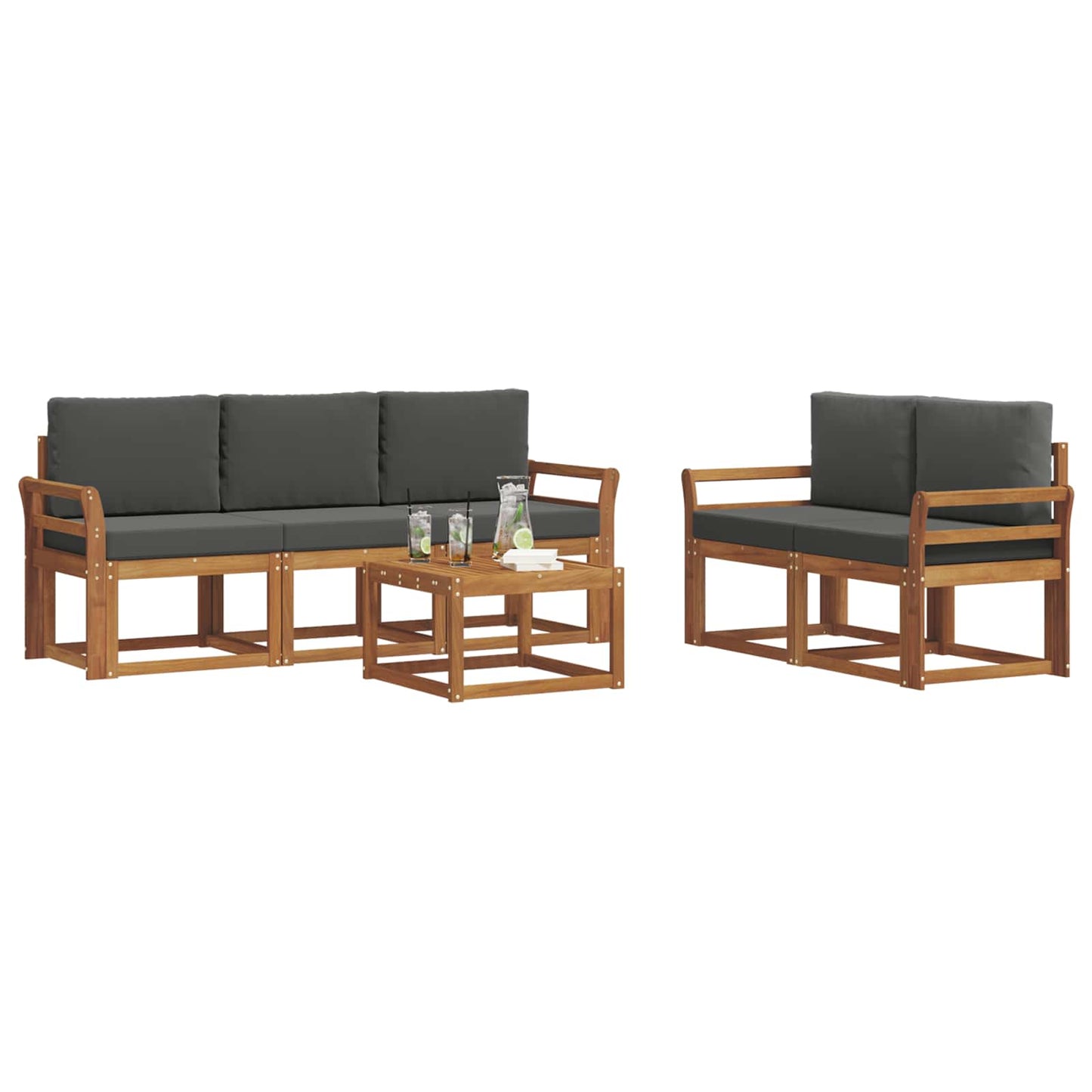 Set di divani da esterno con cuscino Naturale e Antracite