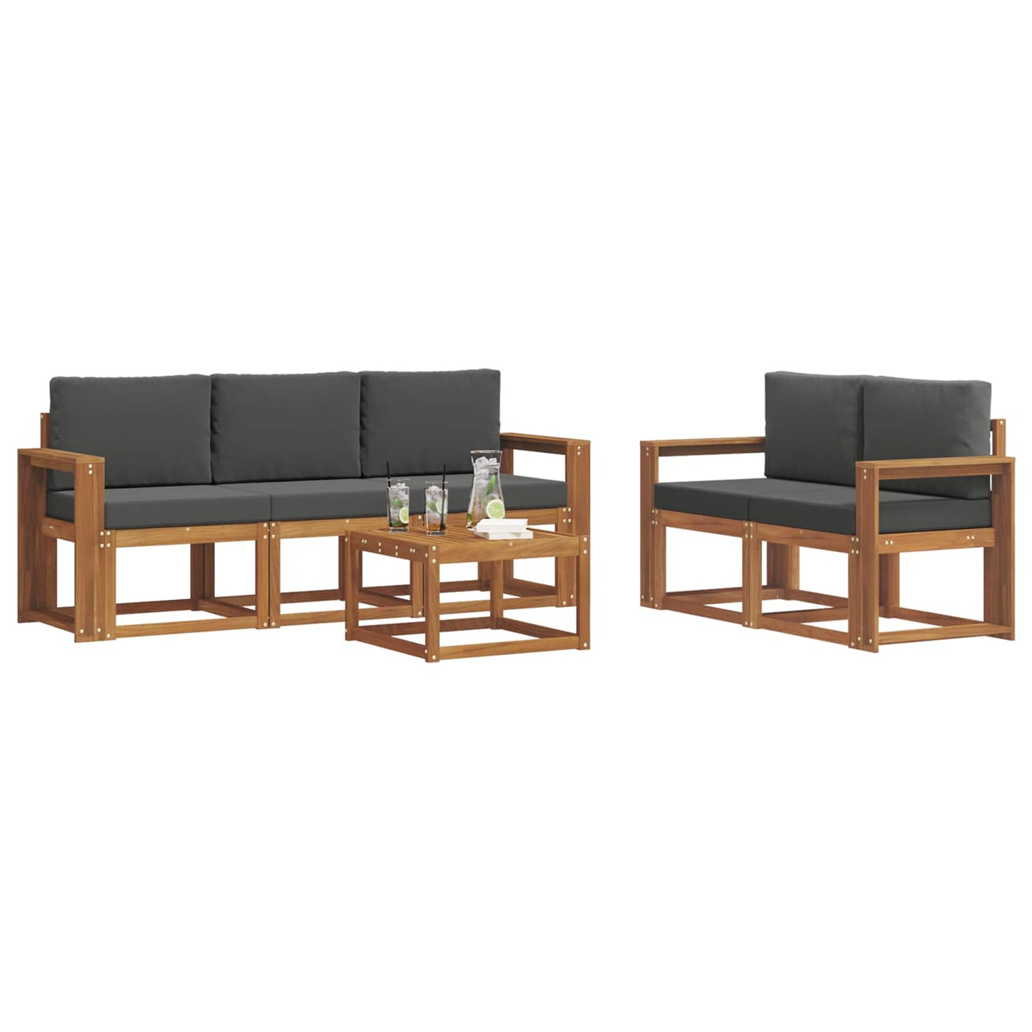 Set di divani da esterno con cuscino Naturale e Antracite