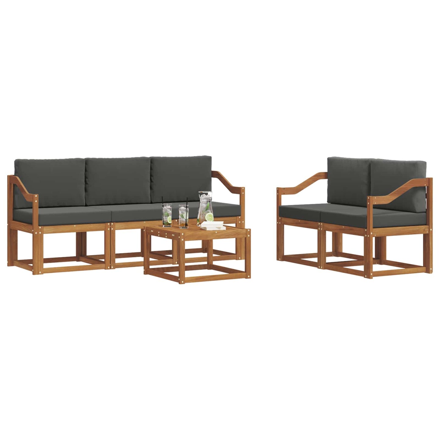 Set di divani da esterno con cuscino Naturale e Antracite