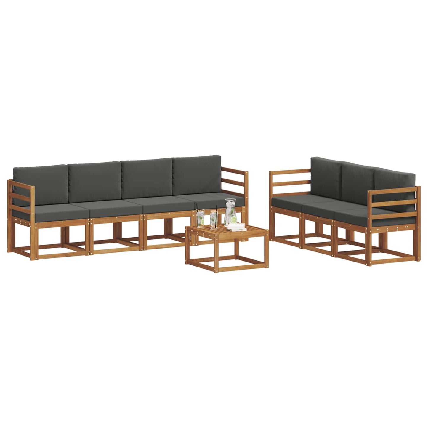 Set di divani da esterno con cuscino 8 pcs Naturale e Antracite