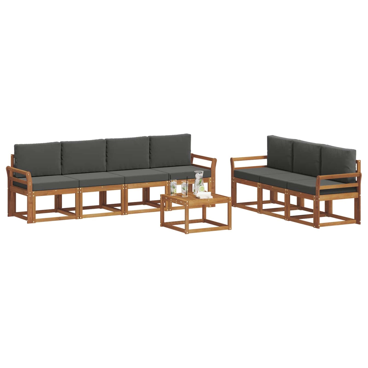 Set di divani da esterno con cuscino 8 pcs Naturale e Antracite