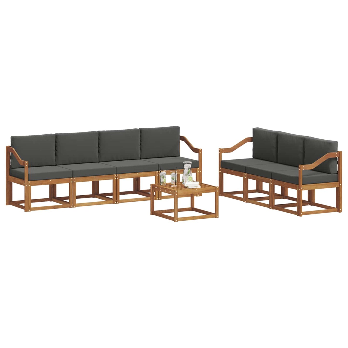 Set di divani da esterno con cuscino 8 pcs Naturale e Antracite