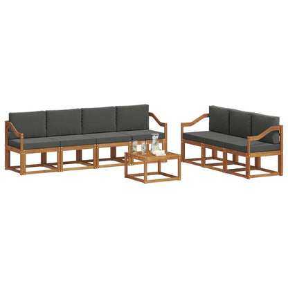 Set di divani da esterno con cuscino 8 pcs Naturale e Antracite