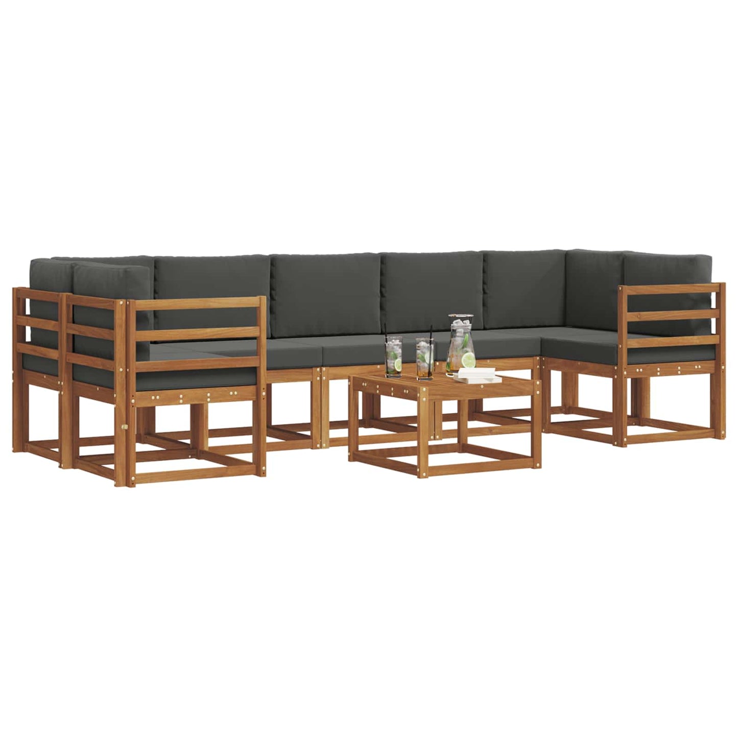 Set di divani da esterno con cuscino 8 pcs Naturale e Antracite