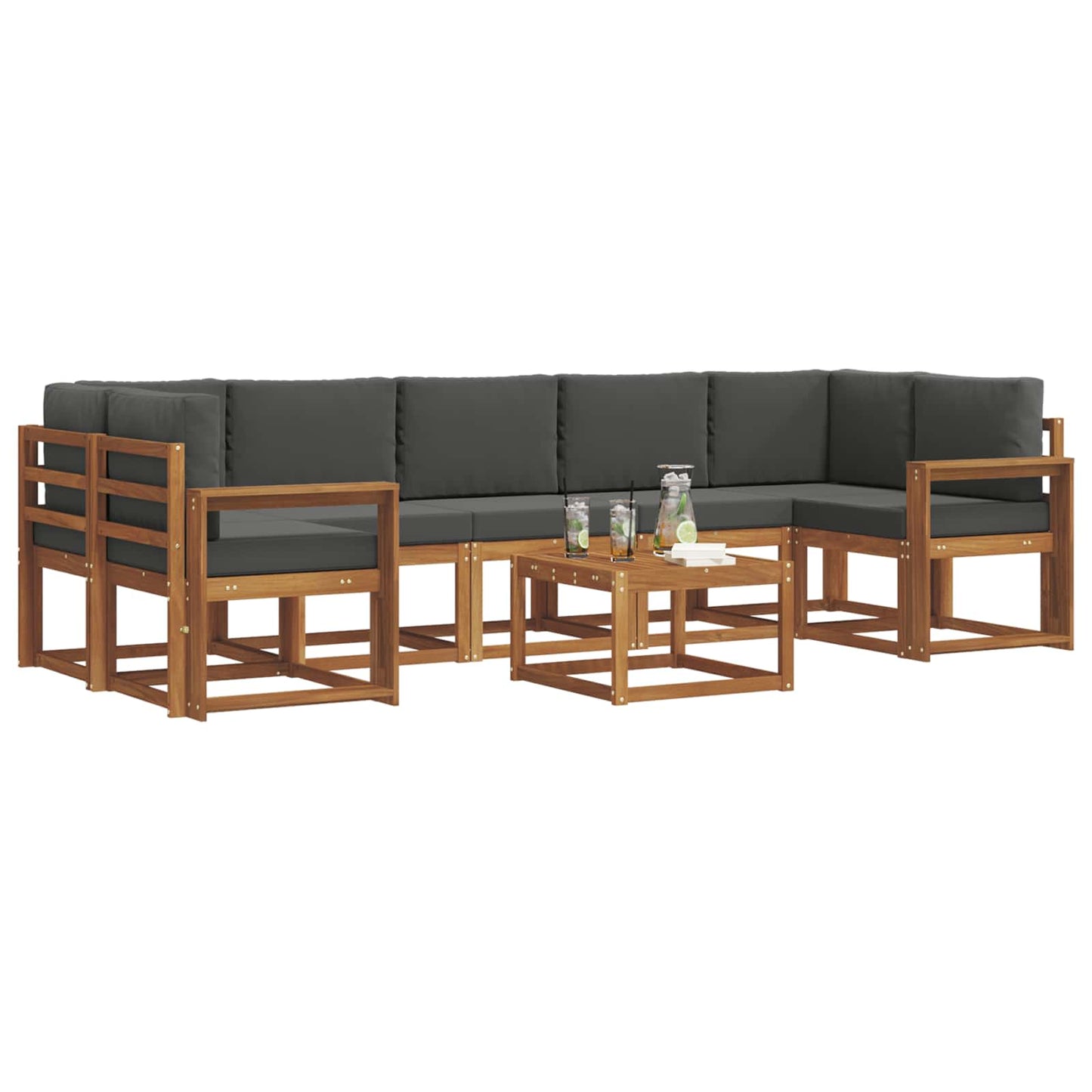 Set di divani da esterno con cuscino 8 pcs Naturale e Antracite