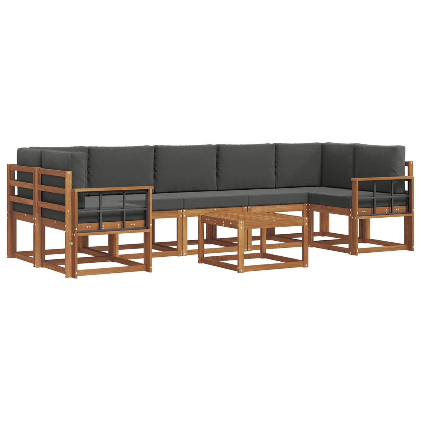 Set di divani da esterno con cuscino 8 pcs Naturale e Antracite