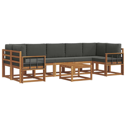 Set di divani da esterno con cuscino 8 pcs Naturale e Antracite