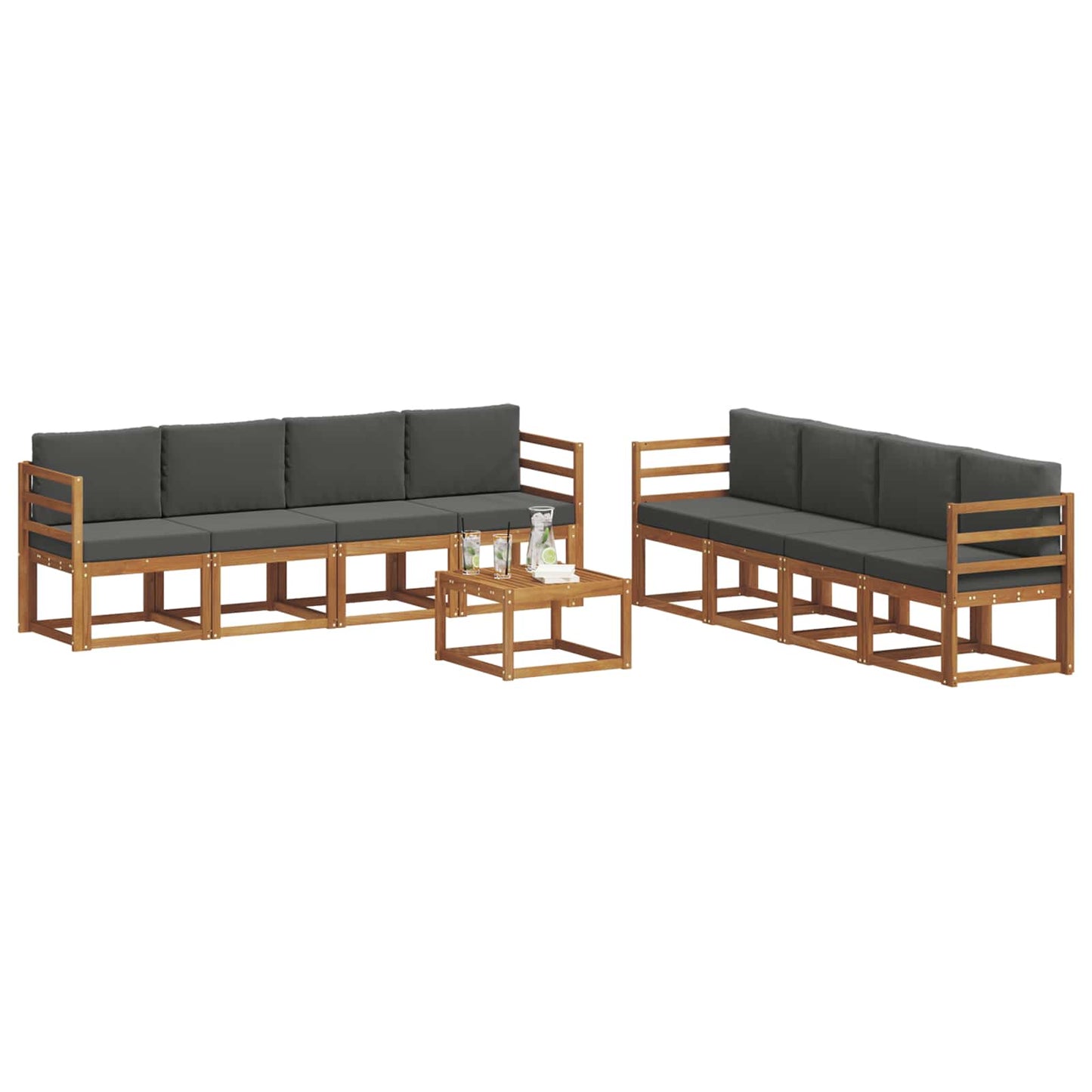 Set di divani da esterno con cuscino 9 pcs Naturale e Antracite