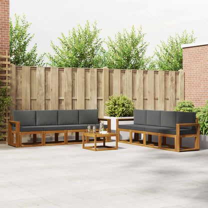 Set di divani da esterno con cuscino 9 pcs Naturale e Antracite