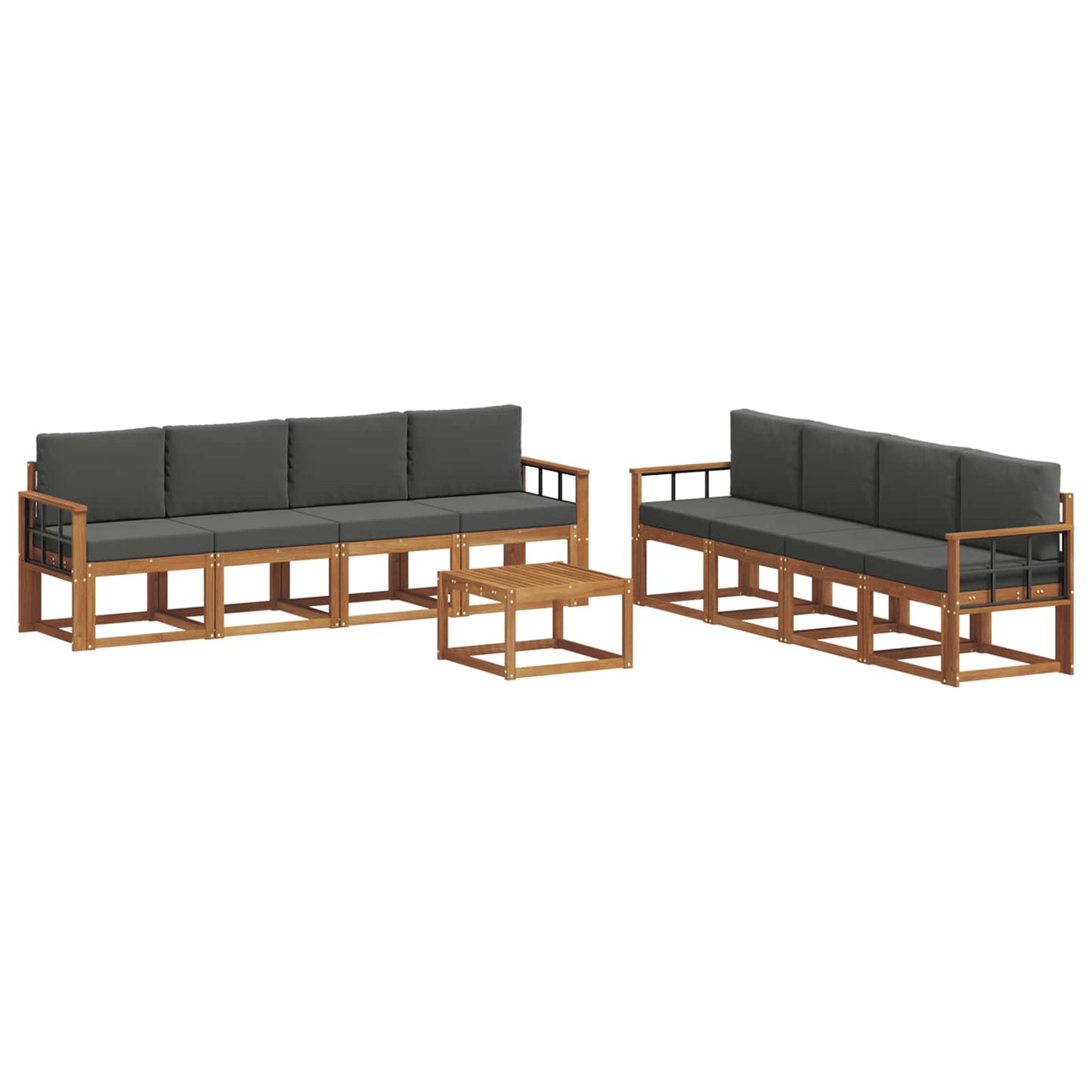 Set di divani da esterno con cuscino 9 pcs Naturale e Antracite