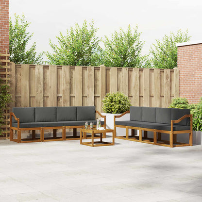 Set di divani da esterno con cuscino 9 pcs Naturale e Antracite