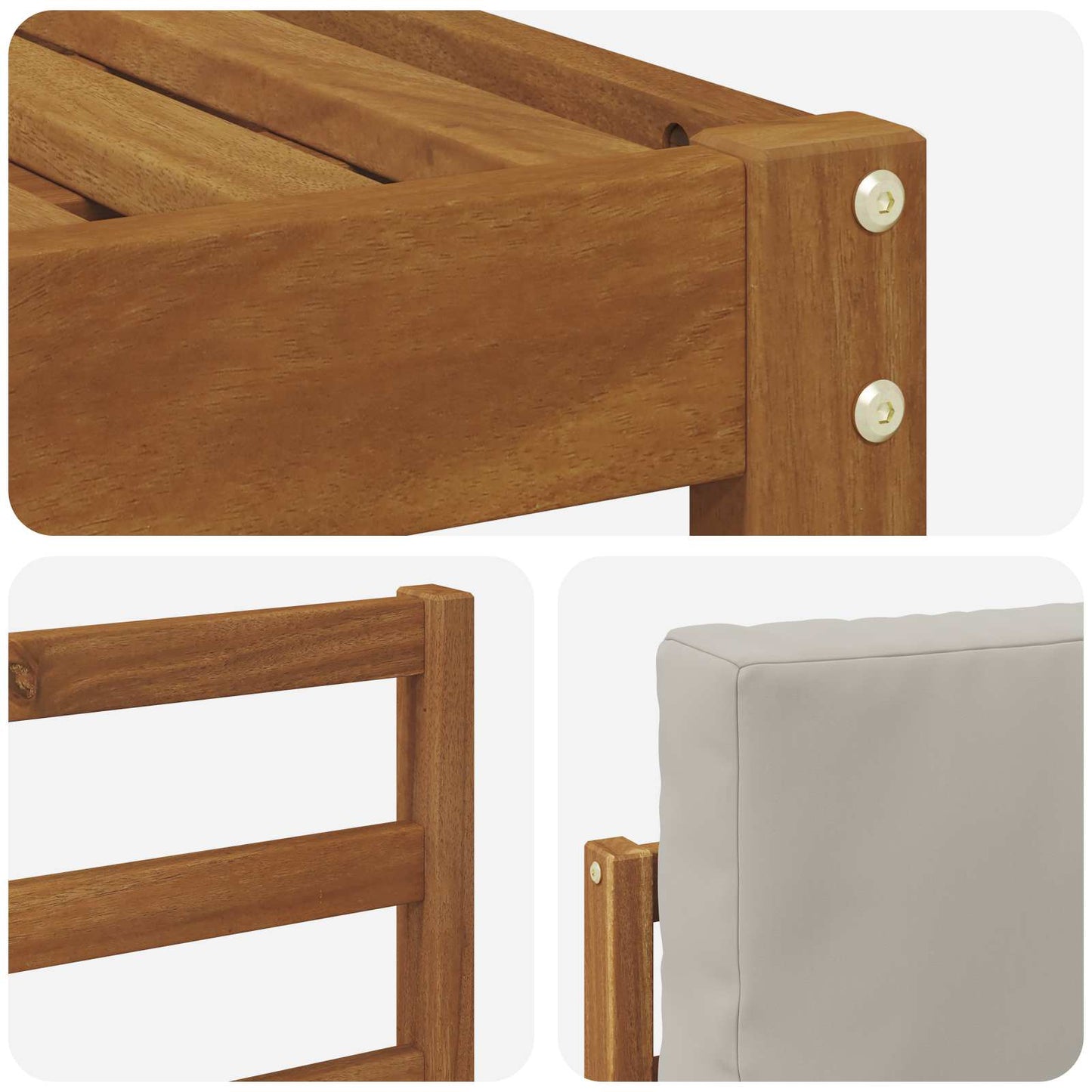 Set di divani da esterno 4 pcs Grigio Naturale e Chiaro