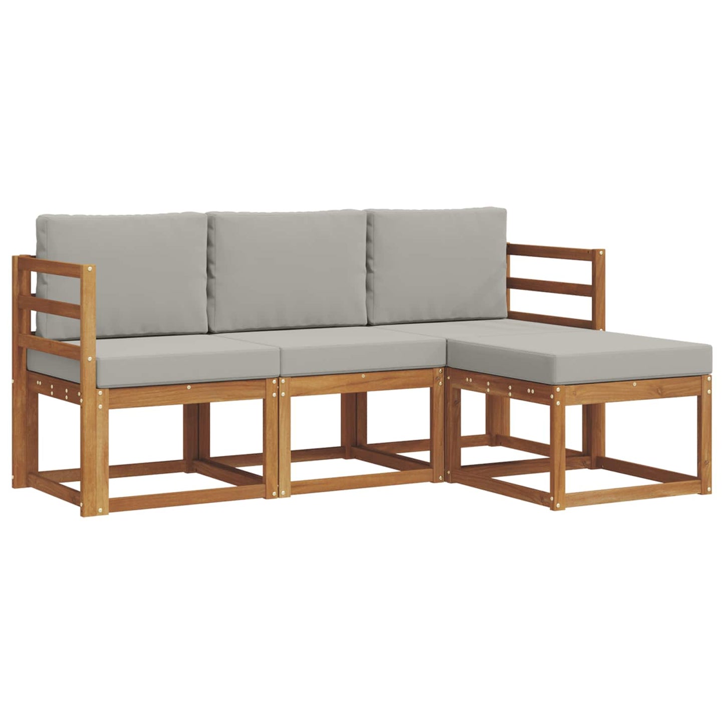 Set di divani da esterno 4 pcs Grigio Naturale e Chiaro