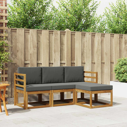 Set di divani da esterno con cuscino 4 pcs Naturale e Antracite