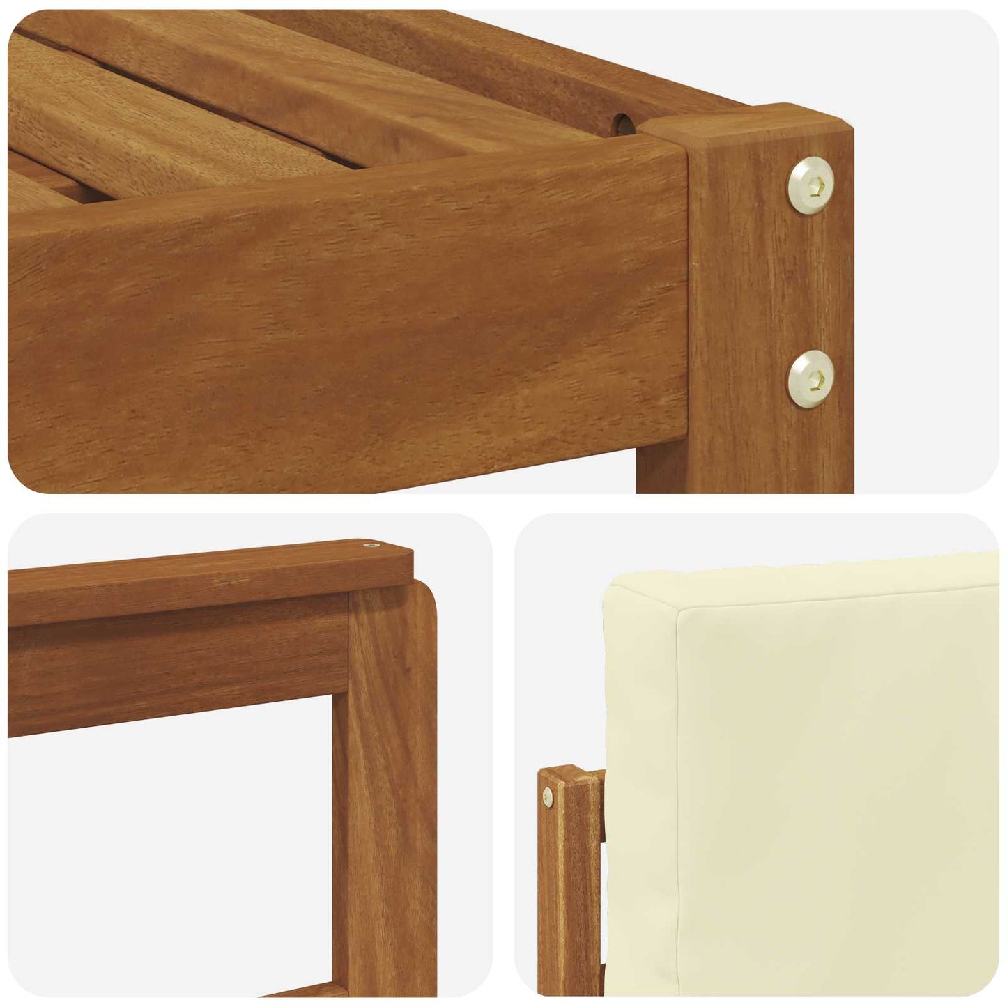 Set di divani da esterno con cuscino 4 pcs Naturale e Crema