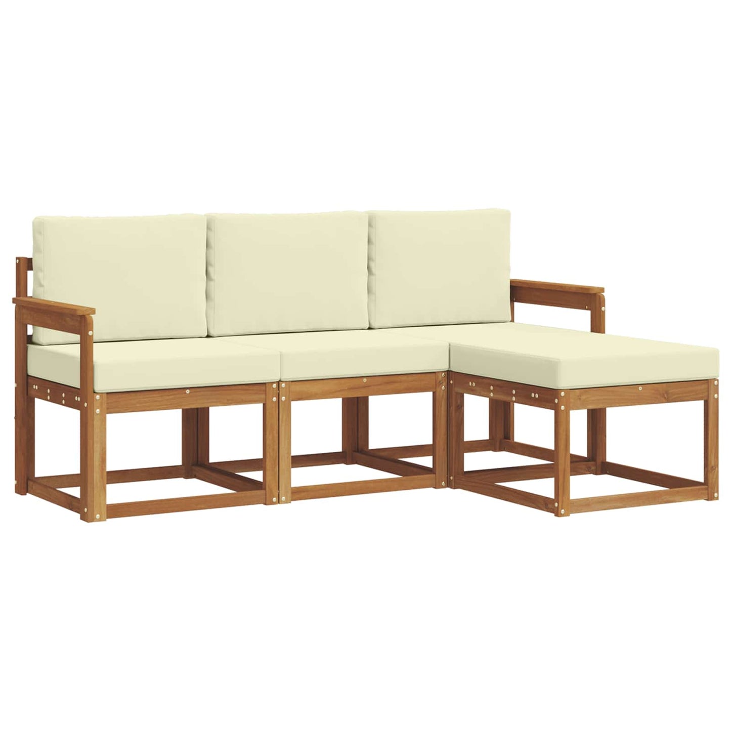 Set di divani da esterno con cuscino 4 pcs Naturale e Crema