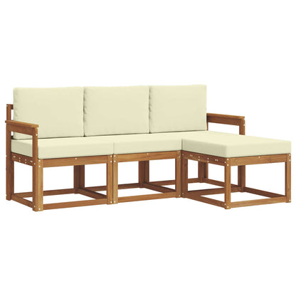 Set di divani da esterno con cuscino 4 pcs Naturale e Crema
