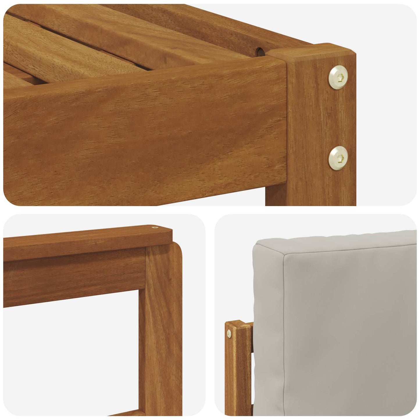 Set di divani da esterno 4 pcs Grigio Naturale e Chiaro