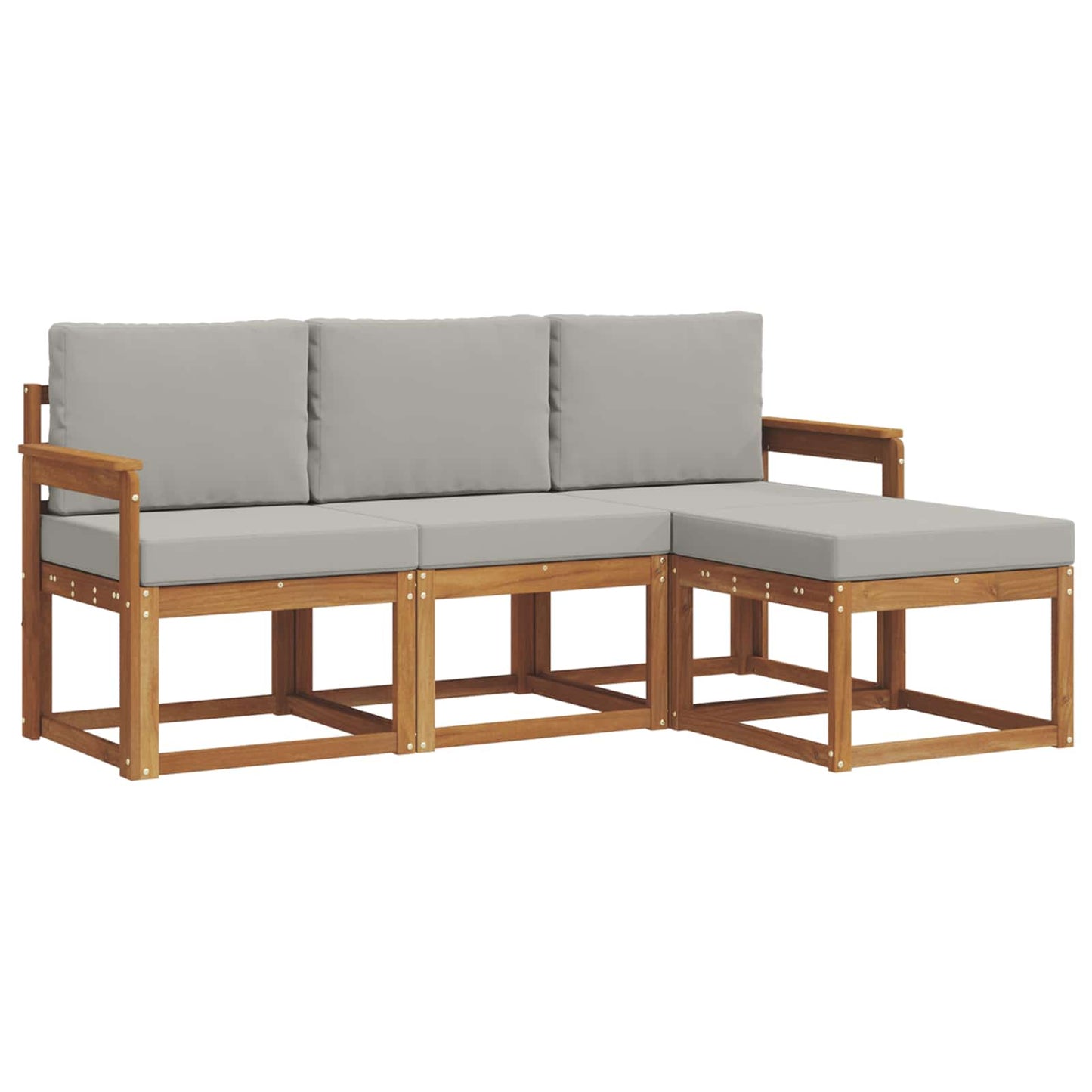 Set di divani da esterno 4 pcs Grigio Naturale e Chiaro
