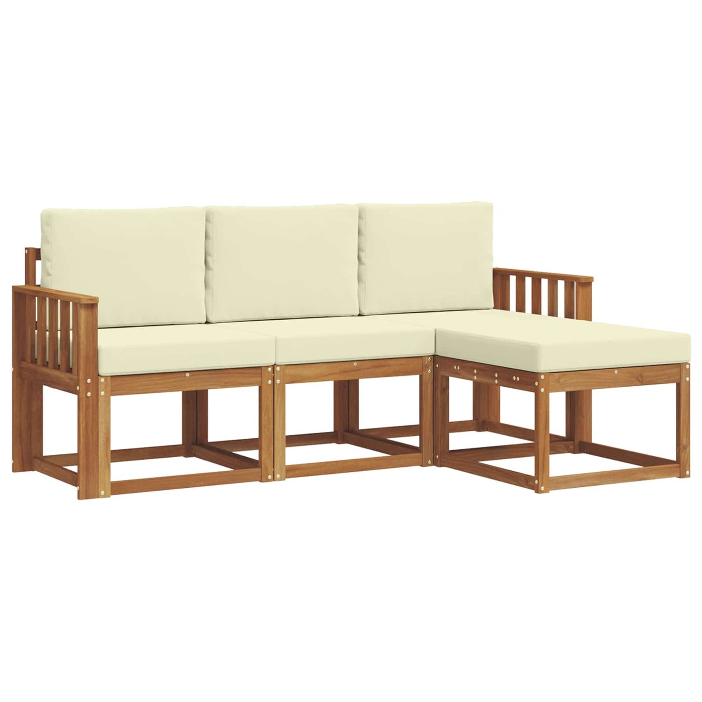 Set di divani da esterno con cuscino 4 pcs Naturale e Crema