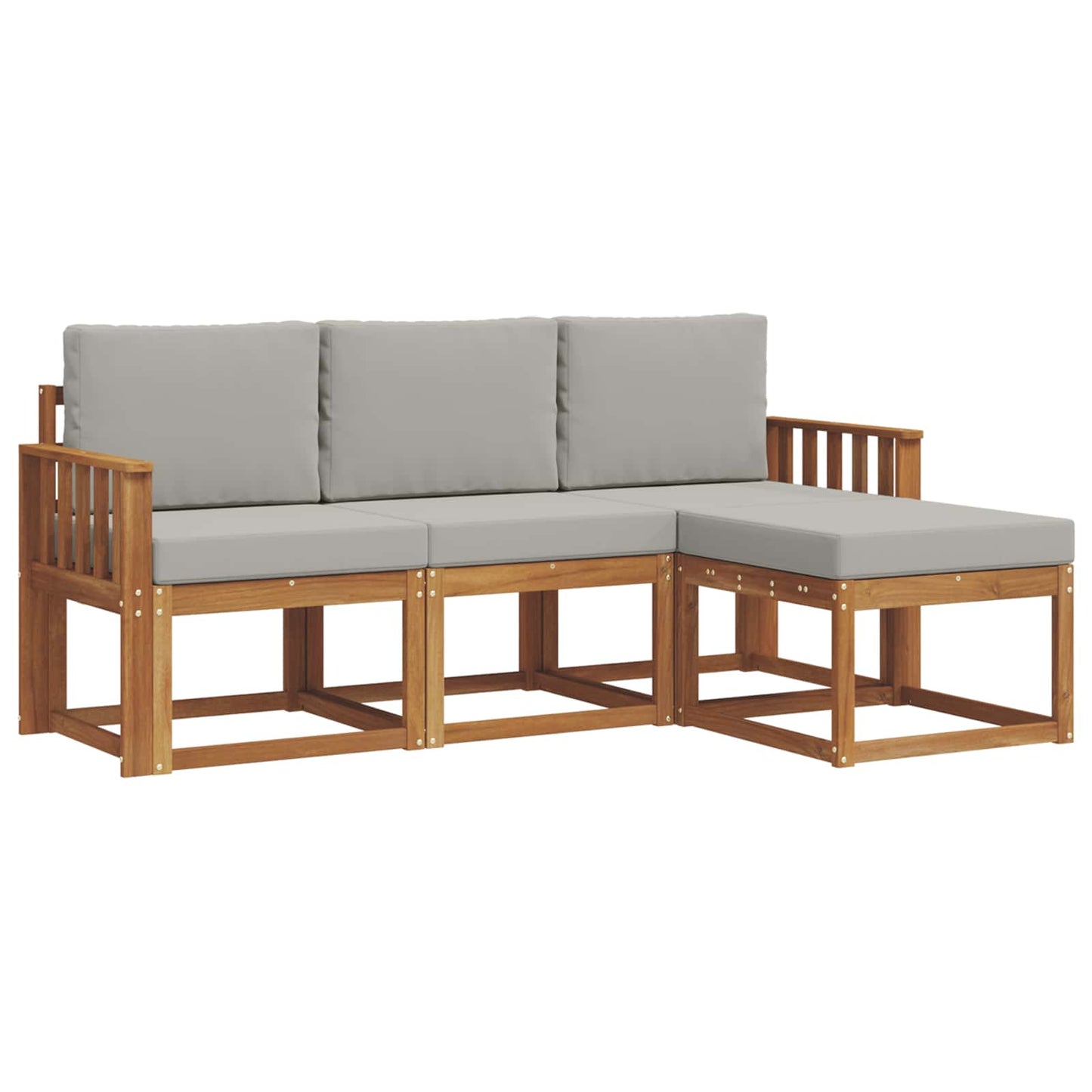 Set di divani da esterno 4 pcs Grigio Naturale e Chiaro