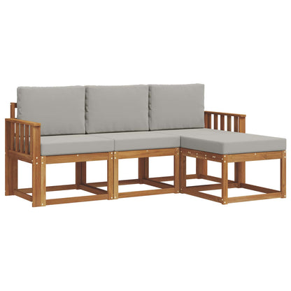 Set di divani da esterno 4 pcs Grigio Naturale e Chiaro