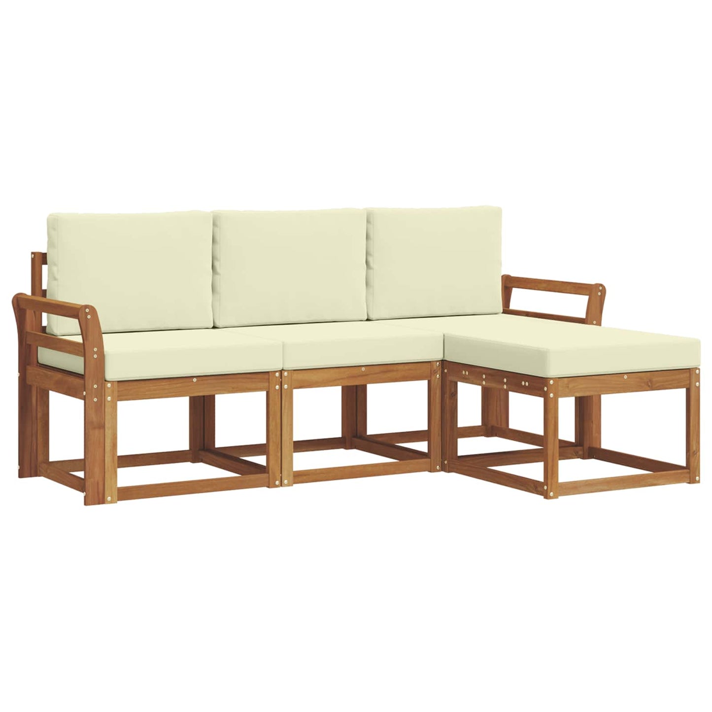 Set di divani da esterno con cuscino 4 pcs Naturale e Crema