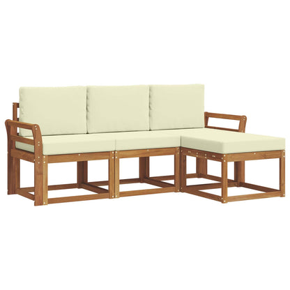 Set di divani da esterno con cuscino 4 pcs Naturale e Crema