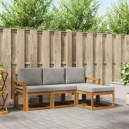 Set di divani da esterno 4 pcs Grigio Naturale e Chiaro