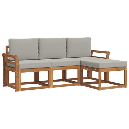 Set di divani da esterno 4 pcs Grigio Naturale e Chiaro