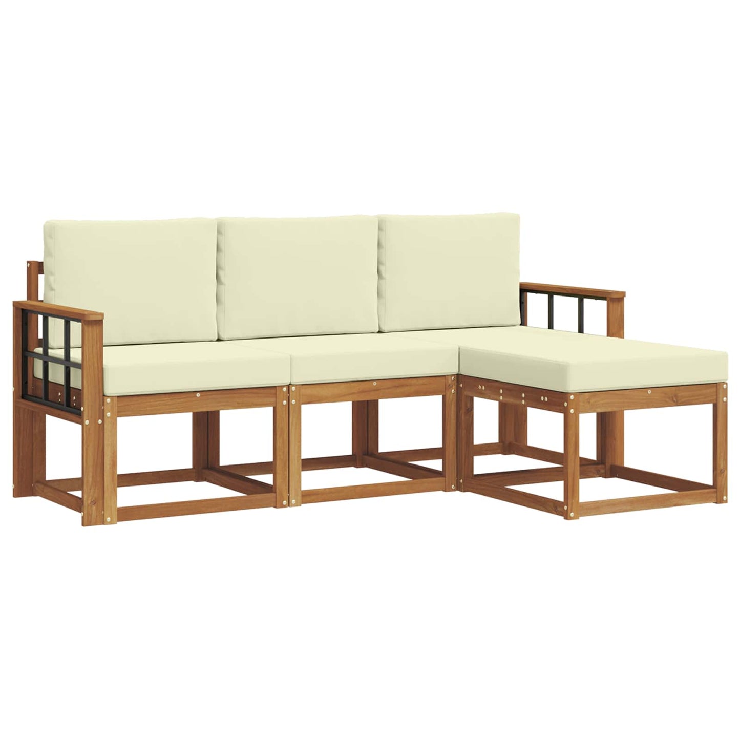 Set di divani da esterno con cuscino 4 pcs Naturale e Crema