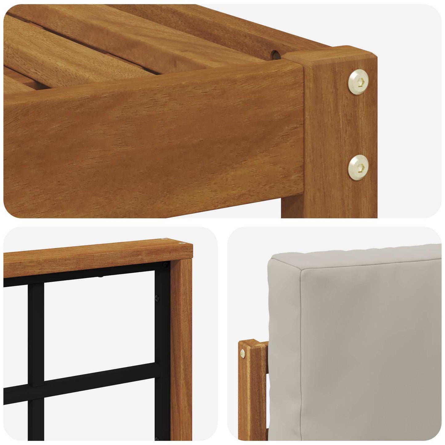 Set di divani da esterno 4 pcs Grigio Naturale e Chiaro