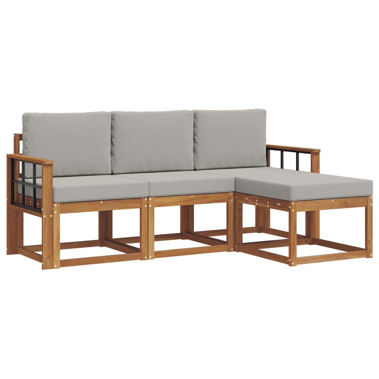 Set di divani da esterno 4 pcs Grigio Naturale e Chiaro