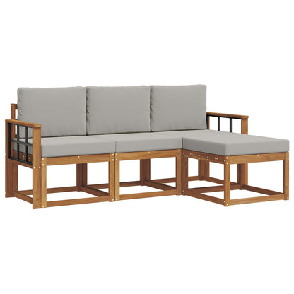 Set di divani da esterno 4 pcs Grigio Naturale e Chiaro