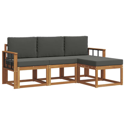Set di divani da esterno con cuscino 4 pcs Naturale e Antracite