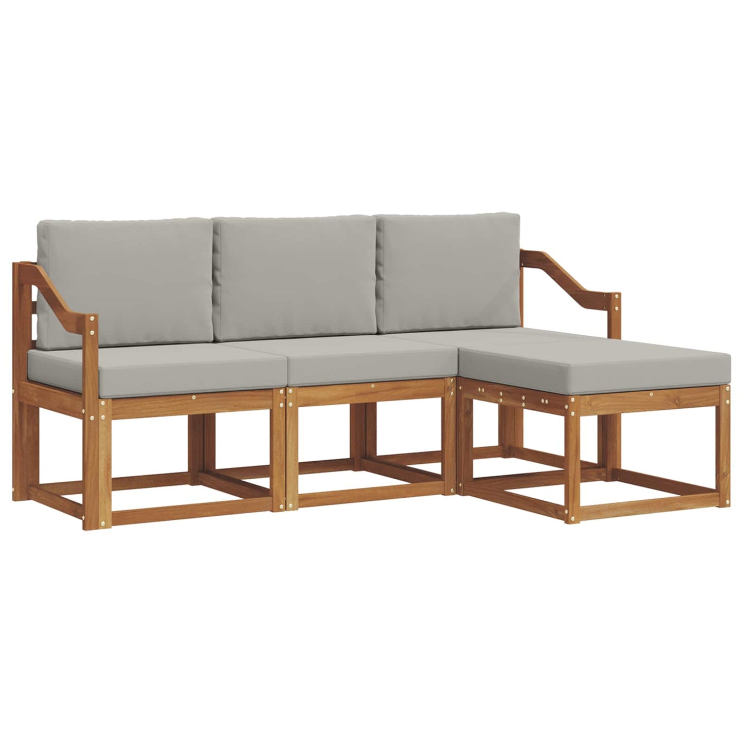 Set di divani da esterno 4 pcs Grigio Naturale e Chiaro