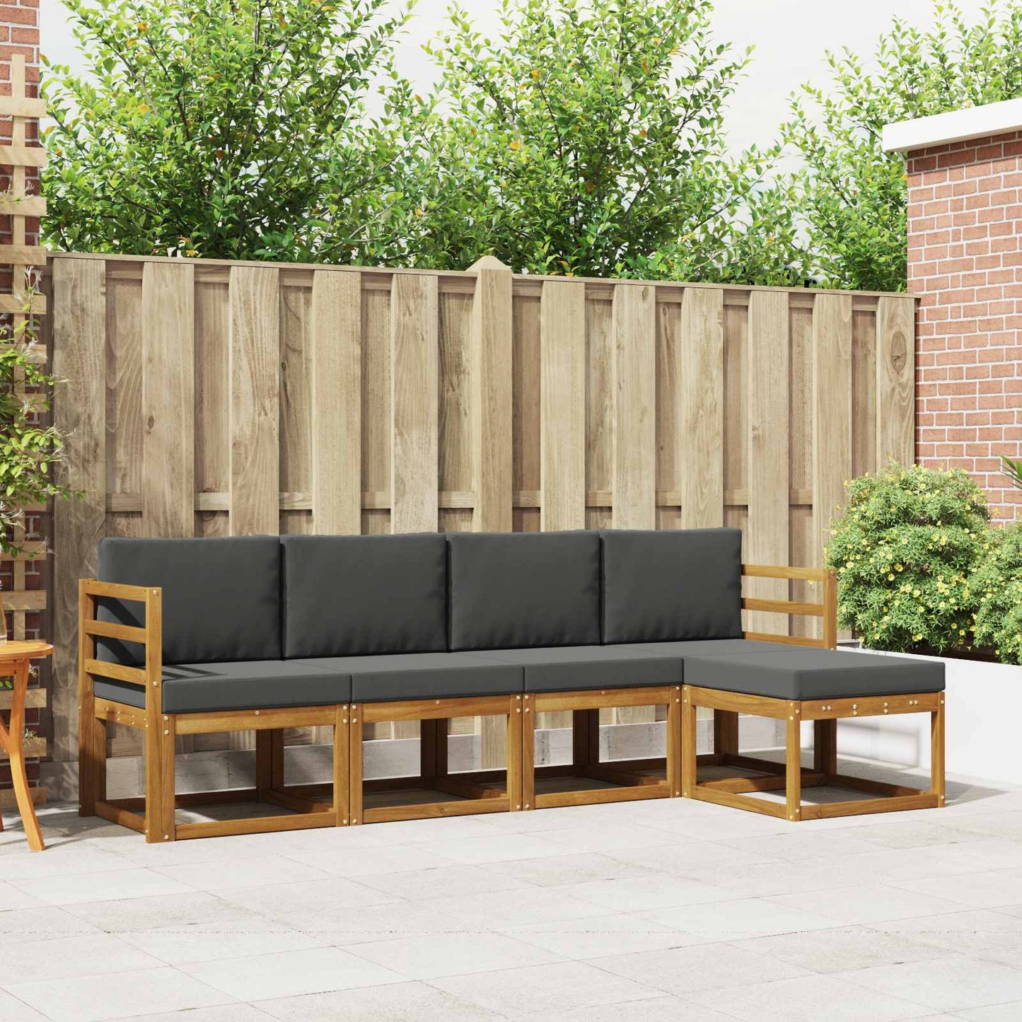 Set di divani da esterno con cuscino 5 pcs Naturale e Antracite
