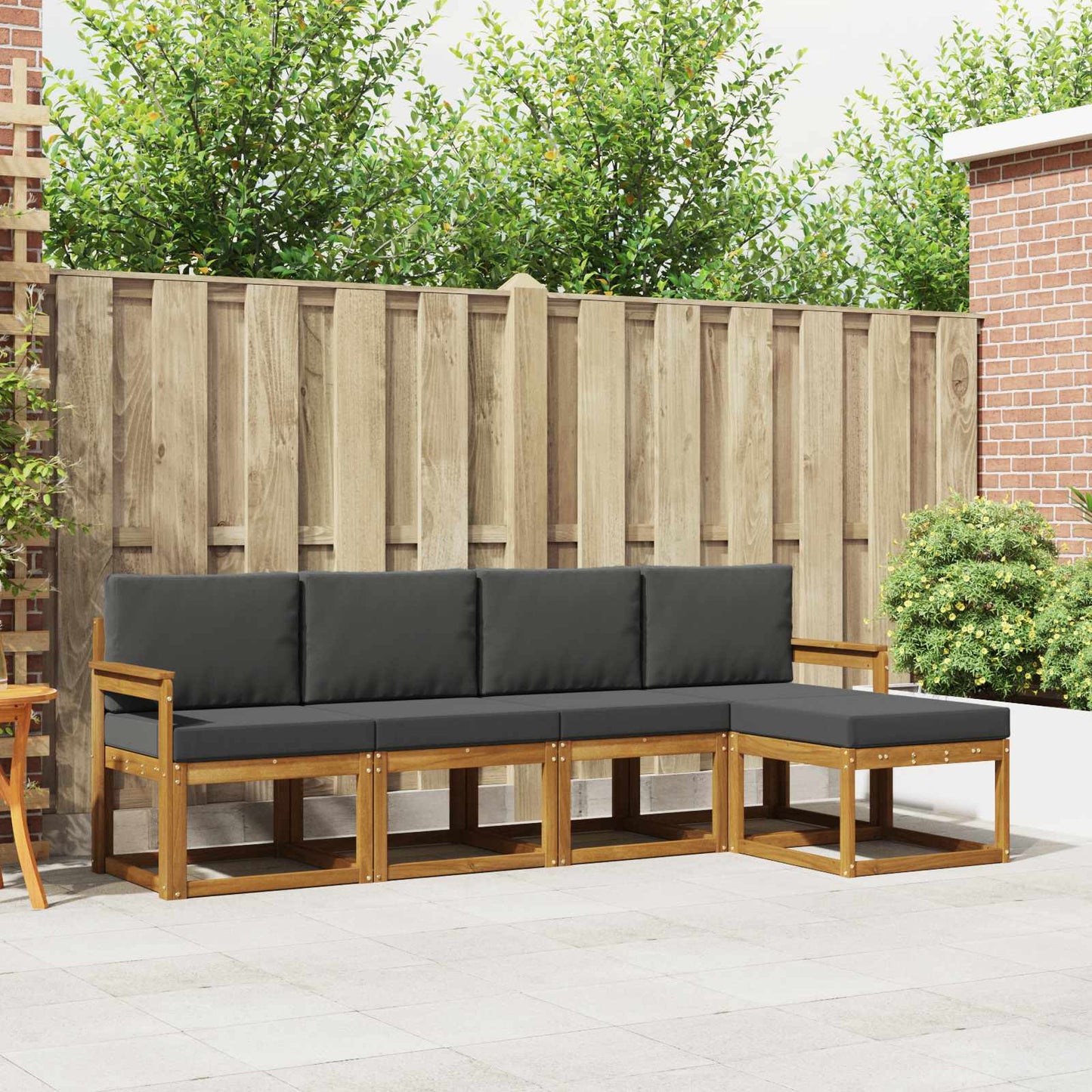 Set di divani da esterno con cuscino 5 pcs Naturale e Antracite