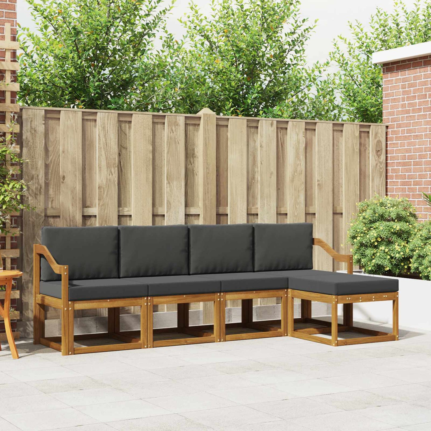 Set di divani da esterno con cuscino 5 pcs Naturale e Antracite