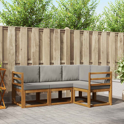 Set di divani da esterno 4 pcs Grigio Naturale e Chiaro