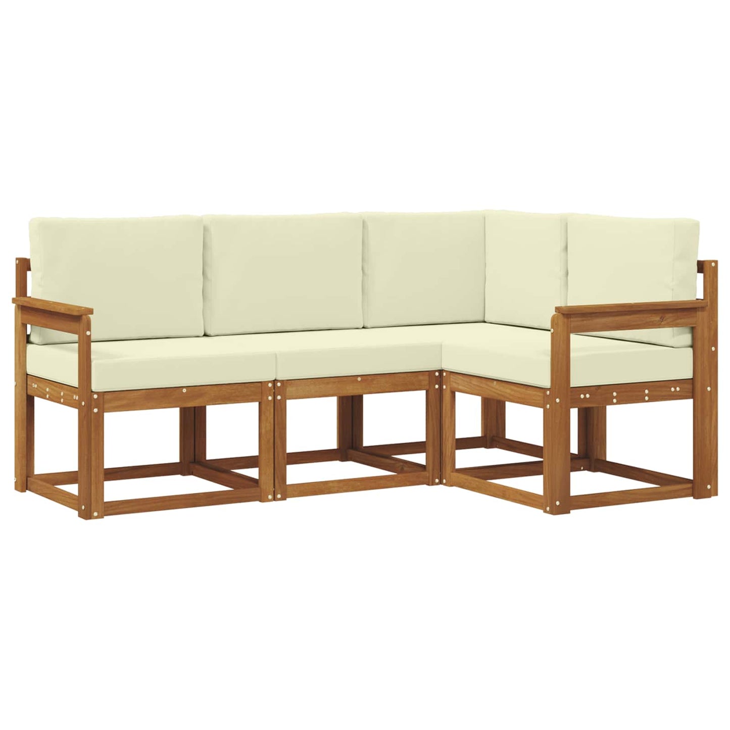Set di divani da esterno con cuscino 4 pcs Naturale e Crema