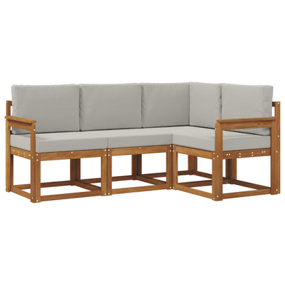 Set di divani da esterno 4 pcs Grigio Naturale e Chiaro