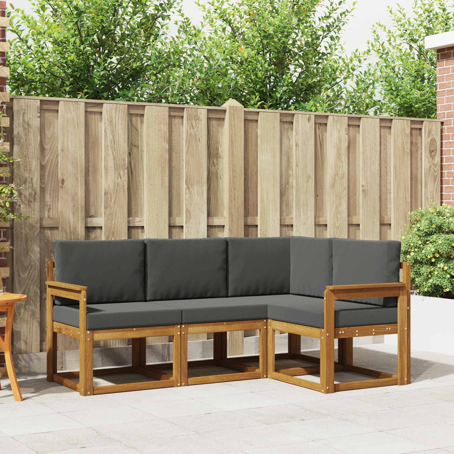 Set di divani da esterno con cuscino 4 pcs Naturale e Antracite