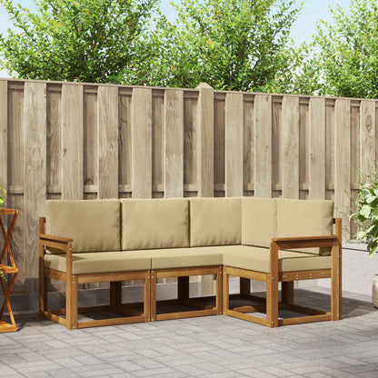 Set di divani da esterno con cuscino 4 pcs Naturale e Beige